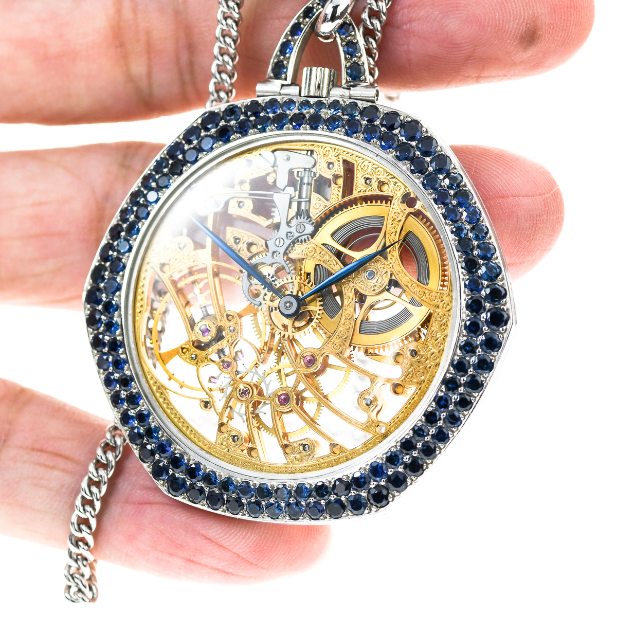 AP Pocket watch Blue sapphire bezel01